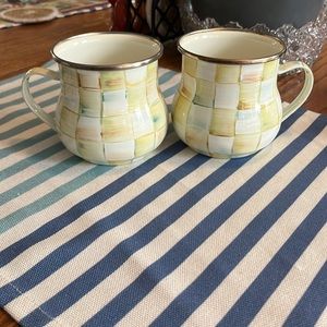MacKenzie Childs Parchment Check Mugs-Set of 2
